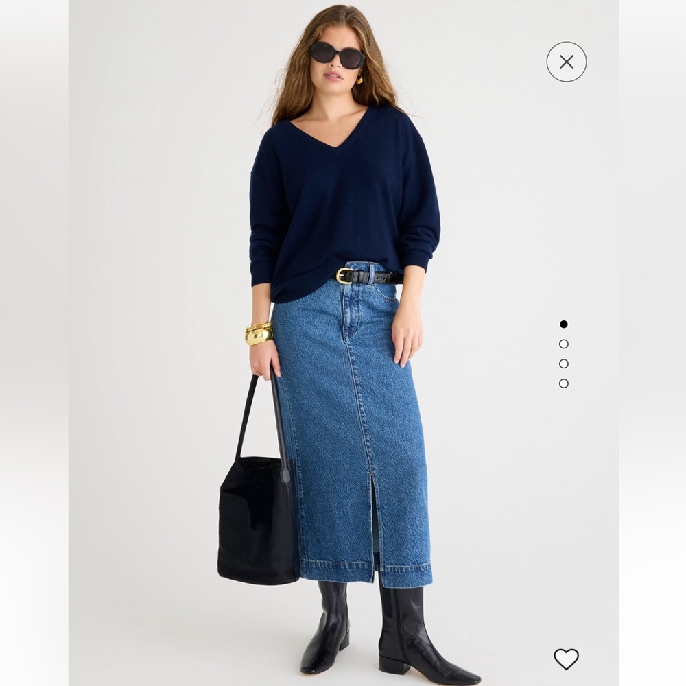 J CREW Cashmere relaxed V-neck sweater BA394 Navy Small S Boyfriend oversized
